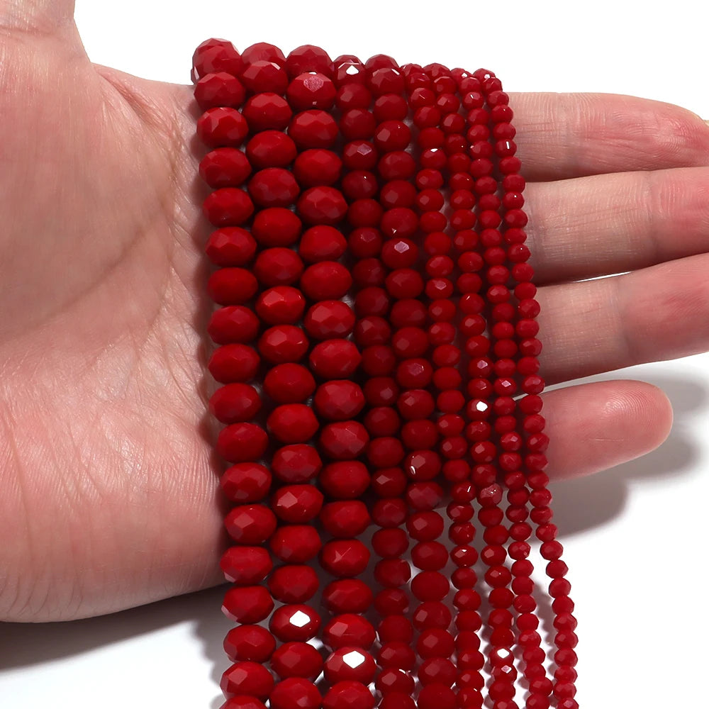 Red Faceted Crystal Abacus Rondelle Spacer Beads – DIY Jewelry Crystal Spacer Beads PLUSH