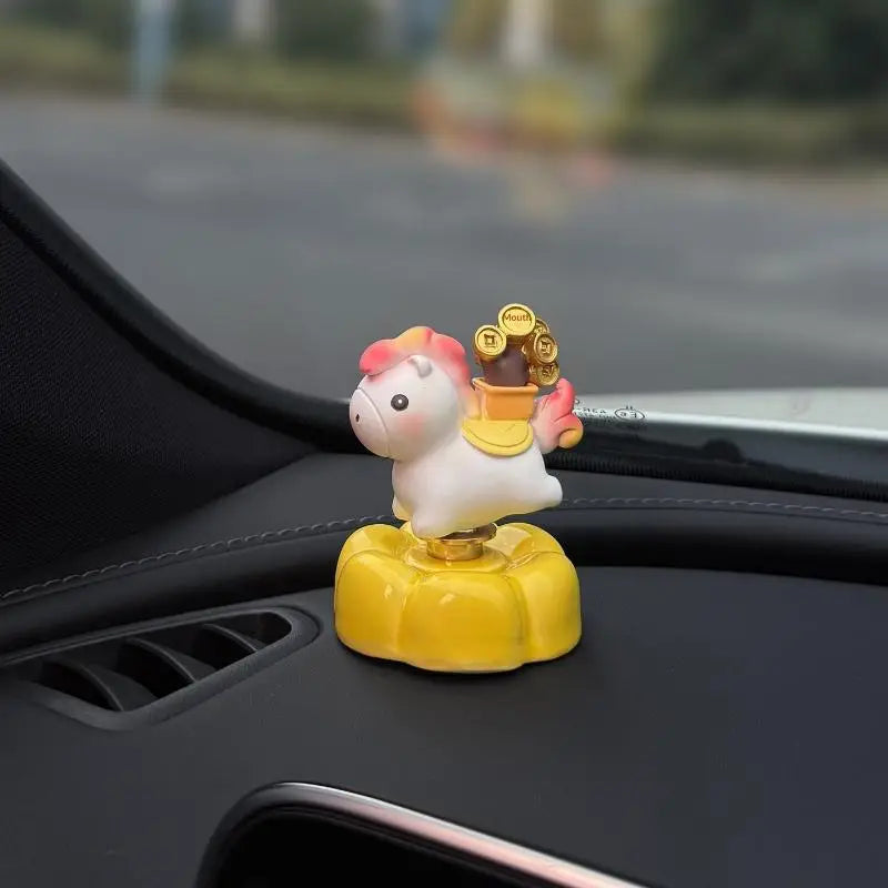Lucky Rocking Pony Car Dashboard Ornament | Cute Horse Figurine Dashboard Figurine PLUSH A2