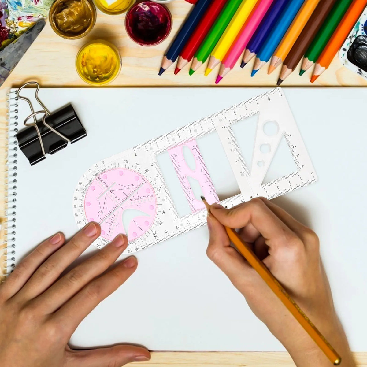 Multifunctional Geometric Drawing Ruler Set for Students Geometric Drawing Ruler PLUSH