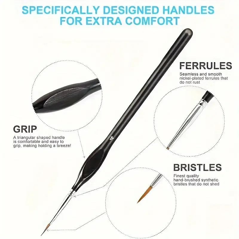 Fine Tip Paint Brush Set 3/6Pcs – Nylon Acrylic & Miniature Art Fine Tip Paint Brushes PLUSH