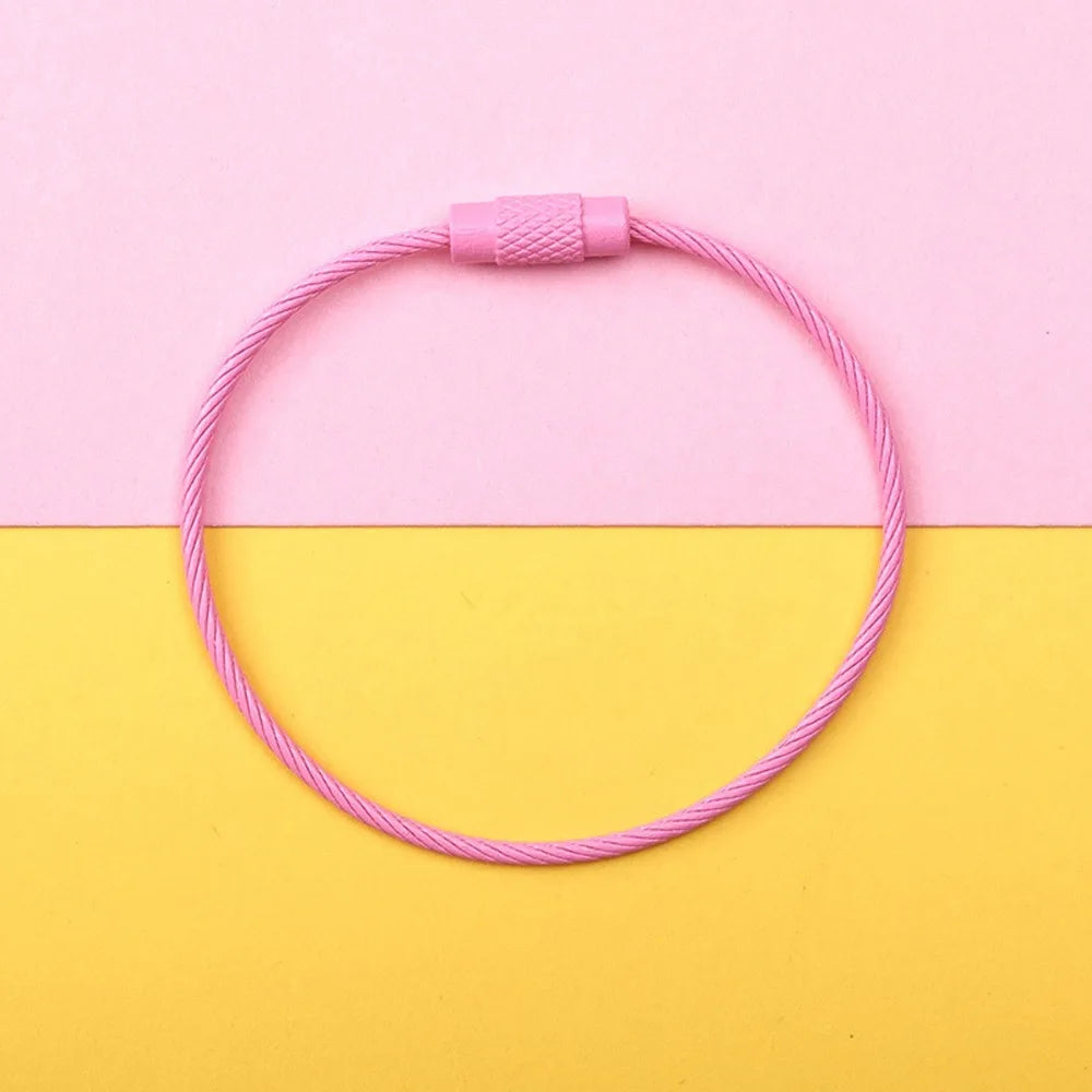 Stainless Steel Rotating Wire Key Ring – Color Keychain 5/10pcs Key Ring Keychain PLUSH pink-10pcs-set