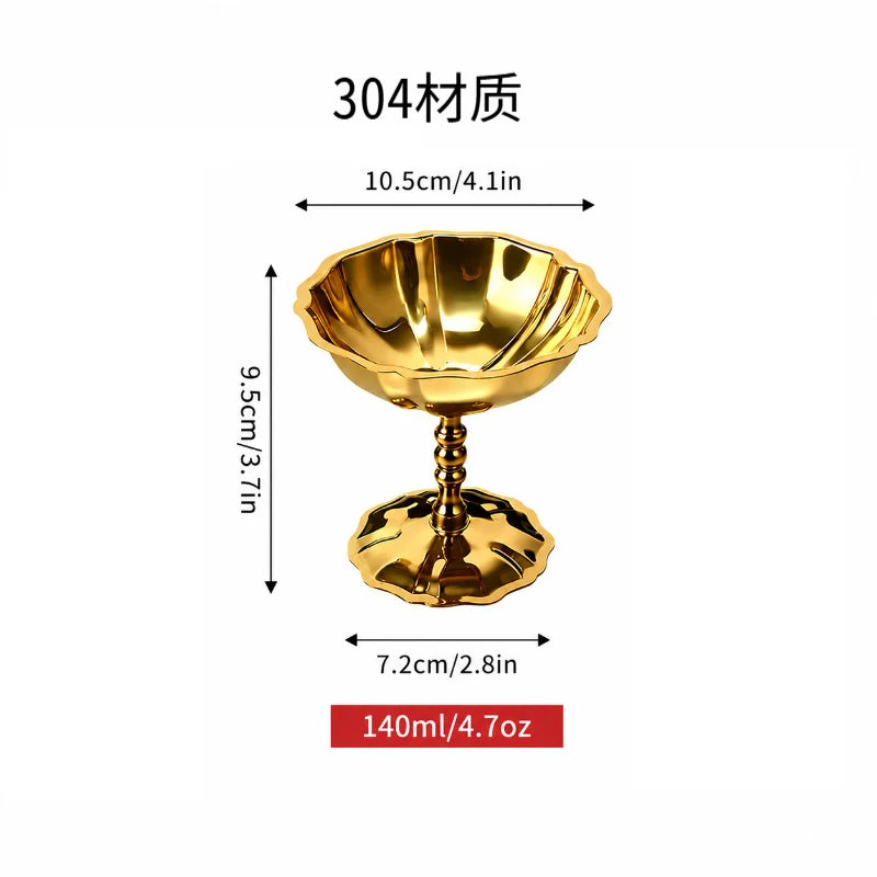 Stainless Steel Dessert Cup – Shatterproof Glossy Stemware Dessert Stemware Cup PLUSH A Gold