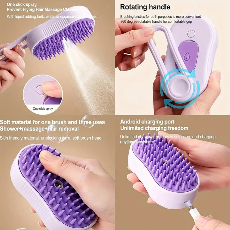 Foldable Pet Grooming Brush – Silicone Bristles Cats & Dogs Pet Grooming Brush PLUSH