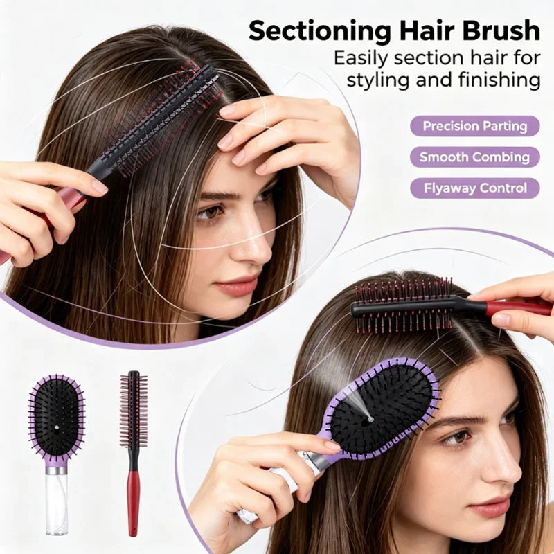 2-in-1 Spray Air Cushion Hair Brush – Detangling Curling Comb Spray Hair Brush PLUSH