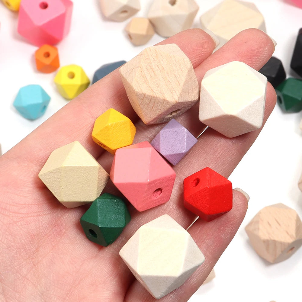 Colorful Geometric Wood Spacer Beads 10-30mm | DIY Jewelry Wood Spacer Beads PLUSH