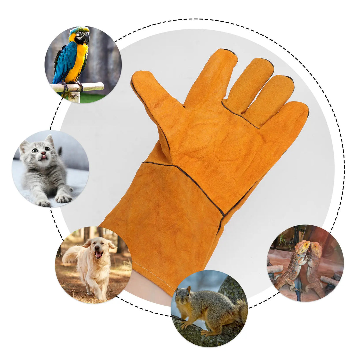 Leather Anti-Bite Pet Training Gloves – Parrot & Bird Safety Pet Training Gloves PLUSH