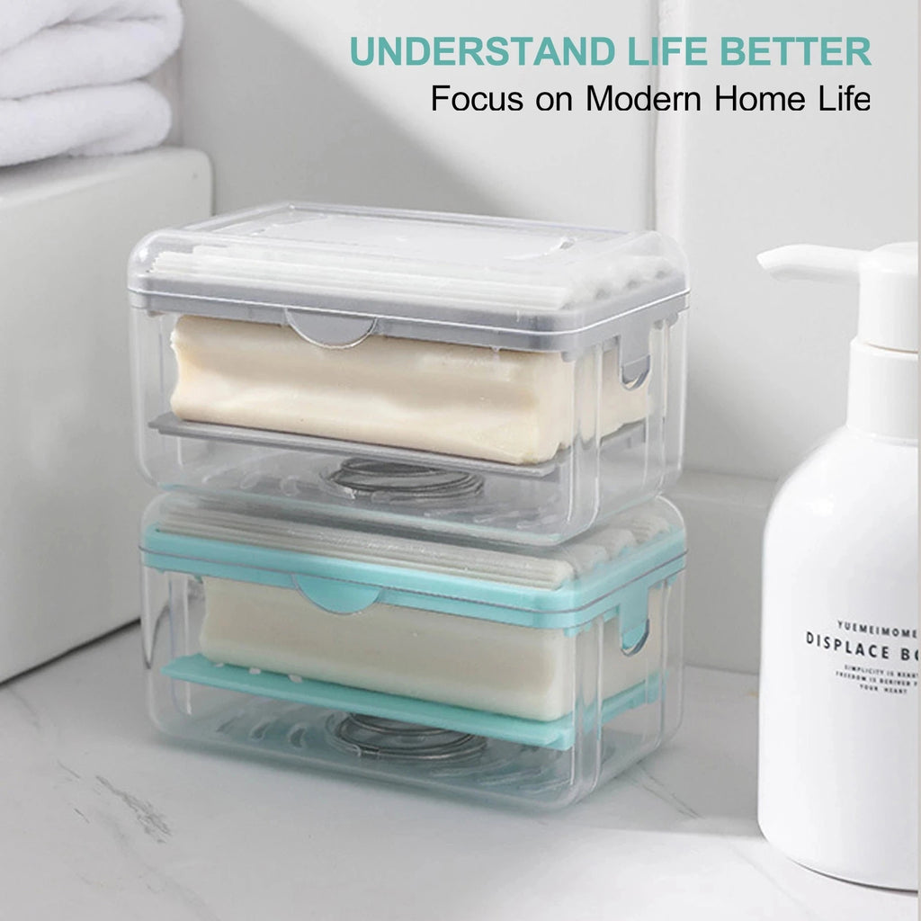 Roller Soap Dish Holder with Drain & Sponge | Plastic Soap Box Soap Dish Holder PLUSH