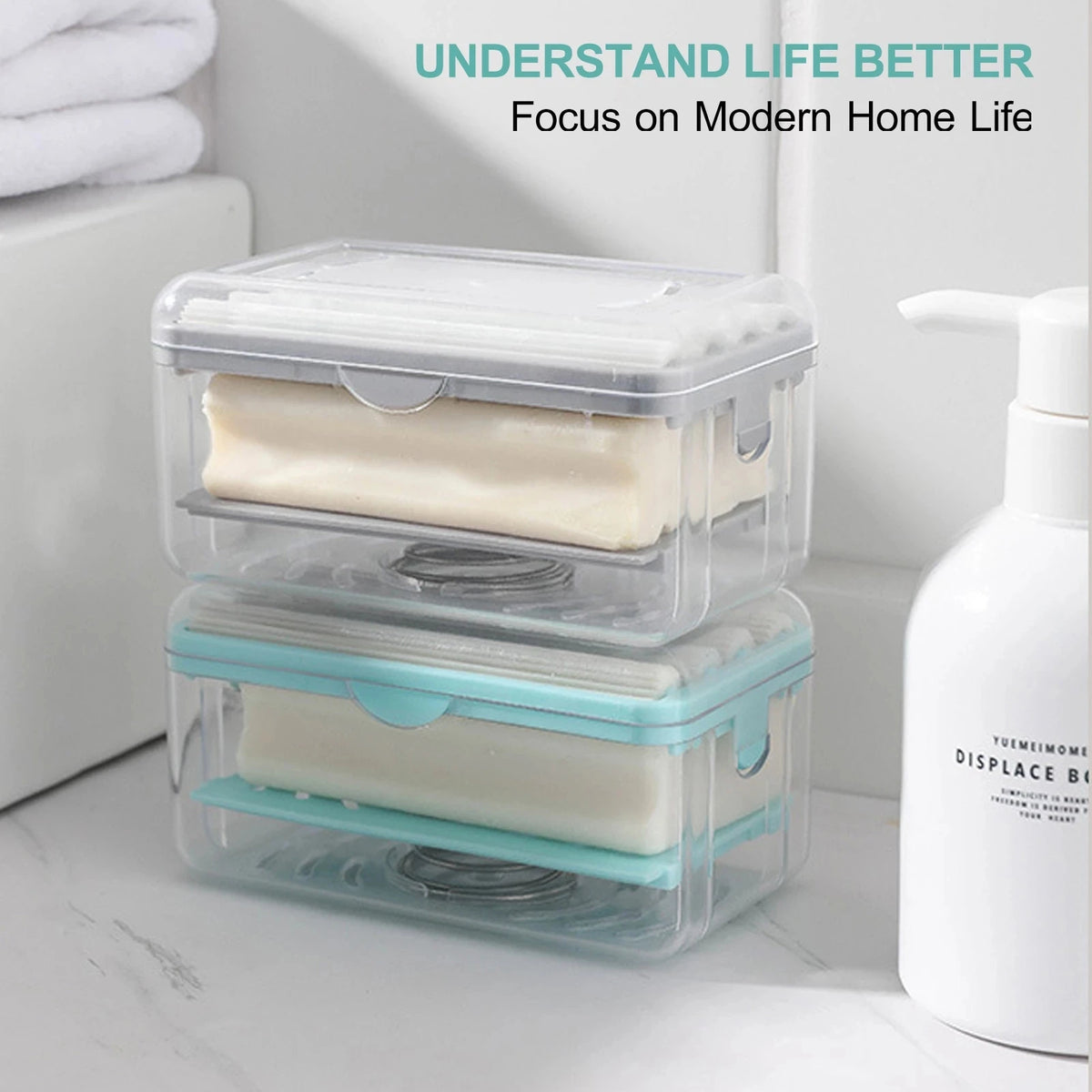 Roller Soap Dish Holder with Drain & Sponge | Plastic Soap Box Soap Dish Holder PLUSH