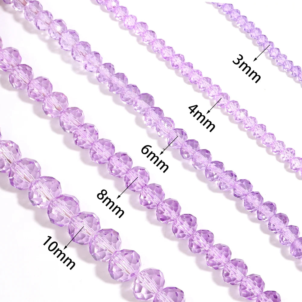 Purple Crystal Glass Rondelle Spacer Beads 3–10mm | DIY Jewelry Crystal Spacer Beads PLUSH