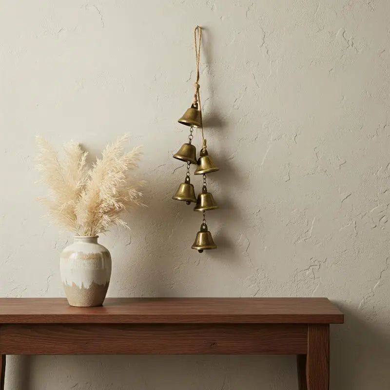 Vintage Brass Hanging Bells – Rustic Wind Chime Wall Decor Wind Chime Decor PLUSH