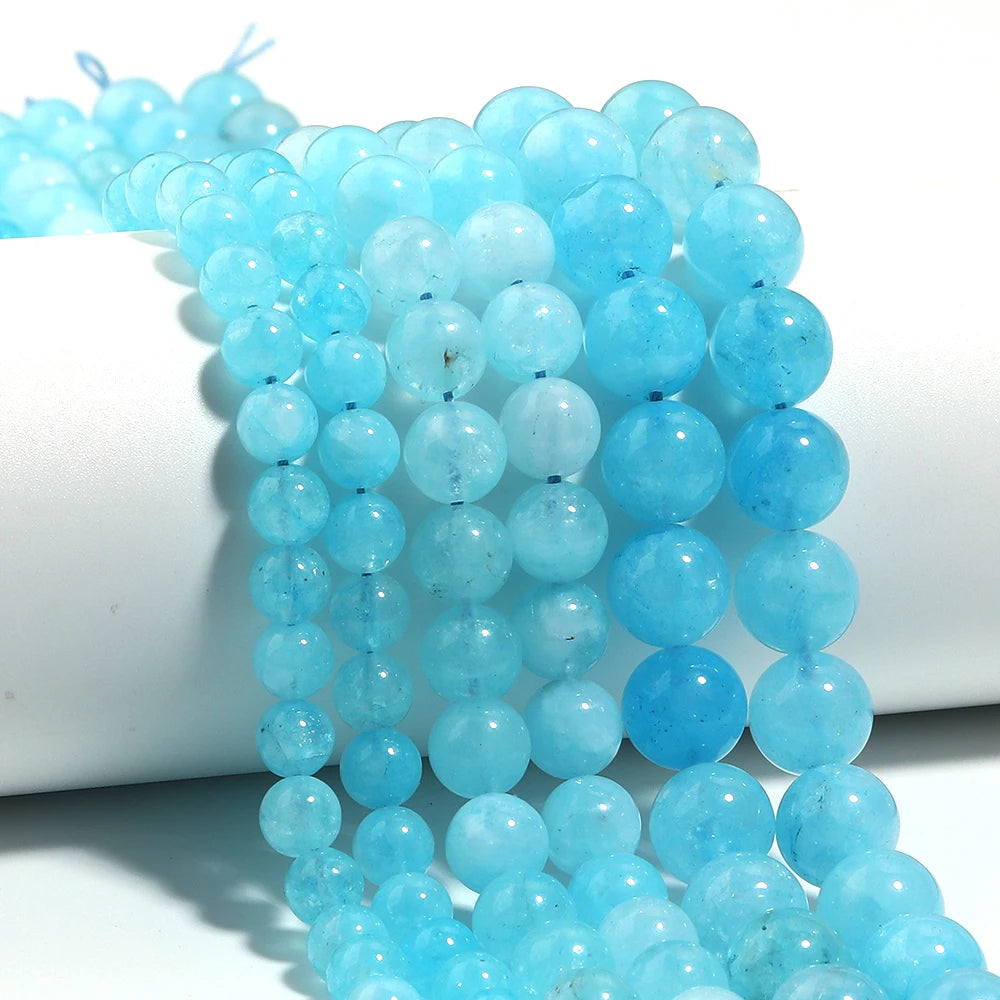 Lake Blue Round Crystal Glass Spacer Beads 6/8/10mm DIY Glass Spacer Beads PLUSH