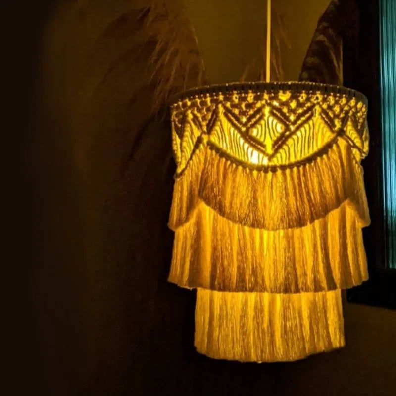Boho Handwoven Cotton Pendant Lampshade | Nordic Home Decor Pendant Lampshade PLUSH