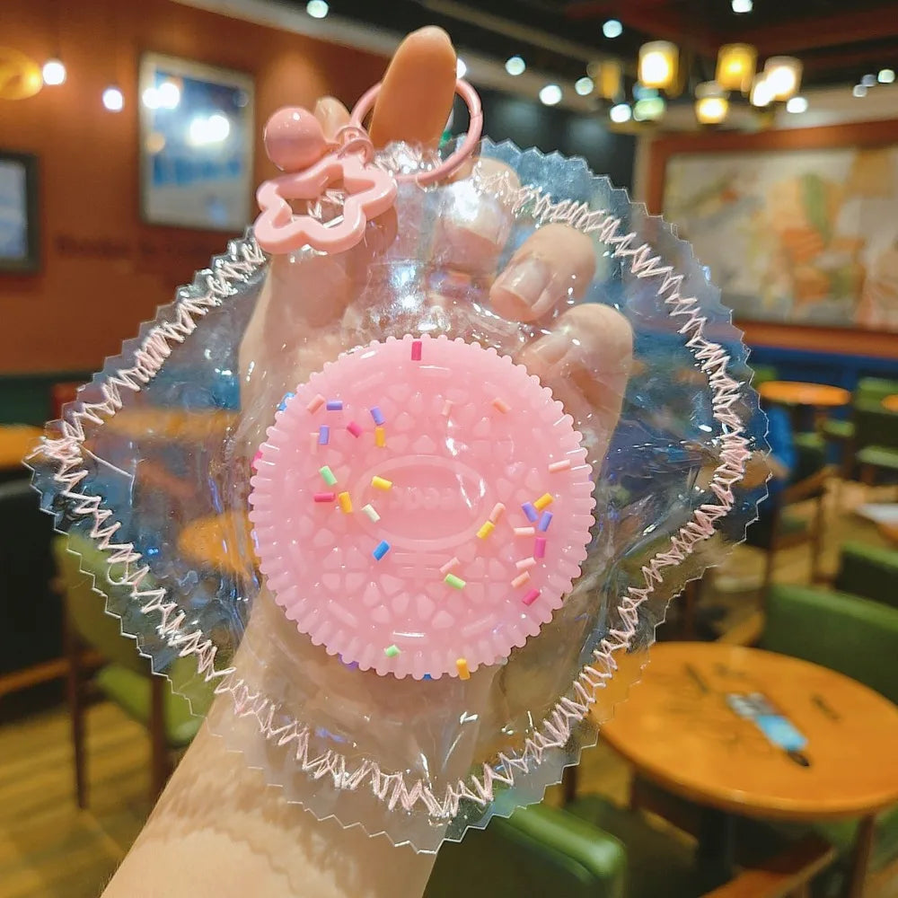 Squishy Biscuit Squeeze Keychain – Soft Slow Rebound Fidget Squishy Fidget Keychain PLUSH Pink