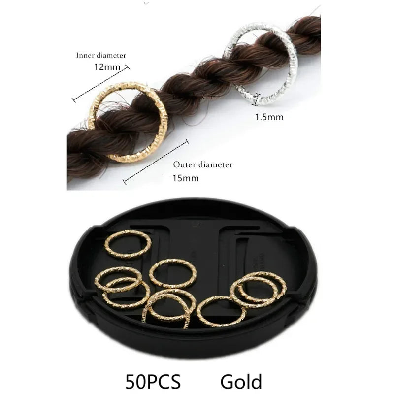 Dreadlock Beads & Braid Cuffs – 50–200pcs Micro Hair Rings Hair Braid Cuffs PLUSH 50pcs 15 mm NO.38