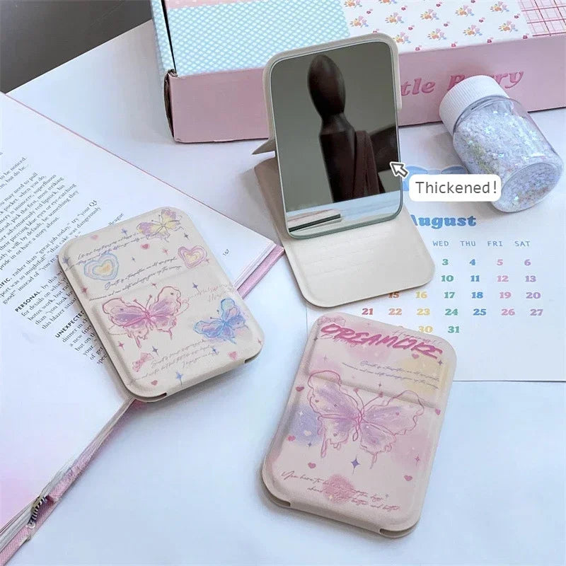 Butterfly Foldable Handheld Makeup Mirror – Mini Travel Mirror Foldable Makeup Mirror PLUSH