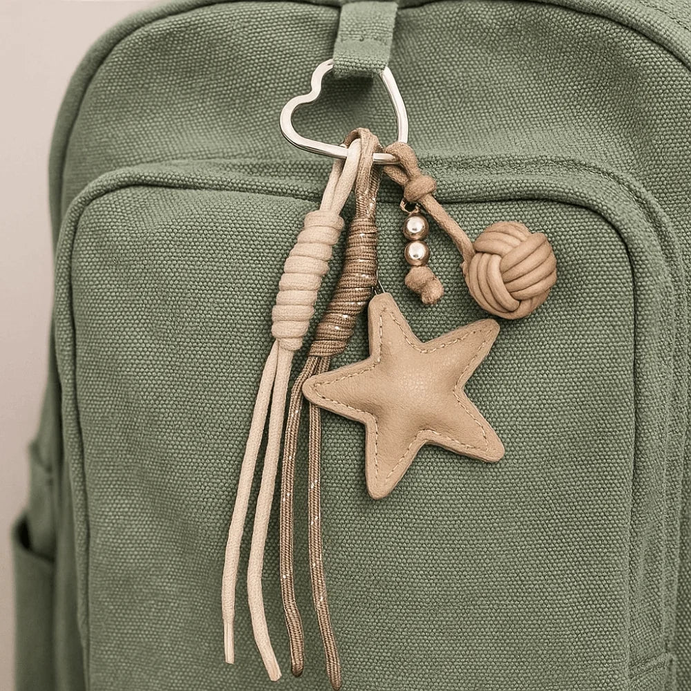 PU Leather Star Keychain Bag Pendant – Sporty Woven Rope Leather Keychain Pendant PLUSH
