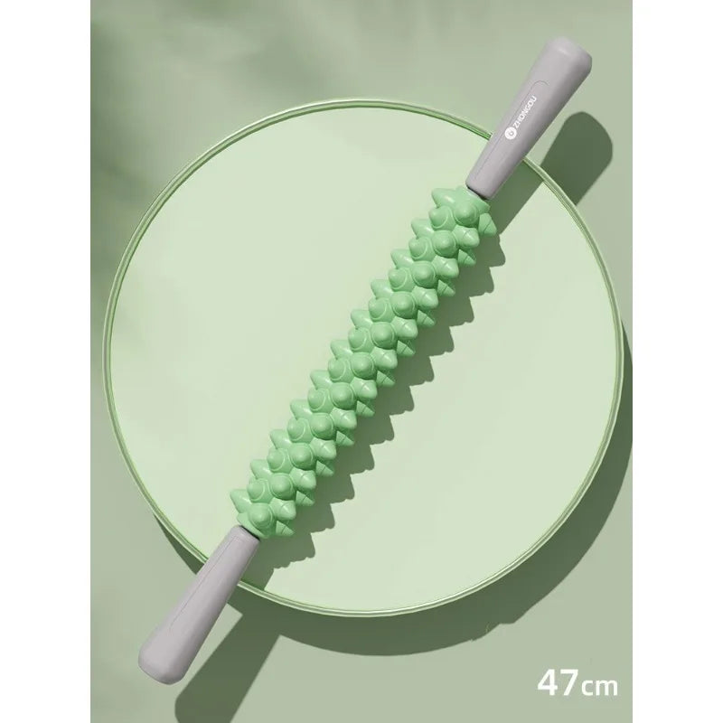 Spike Massage Roller Stick 47cm – Yoga Gym Fitness Tool Massage Roller Stick PLUSH green