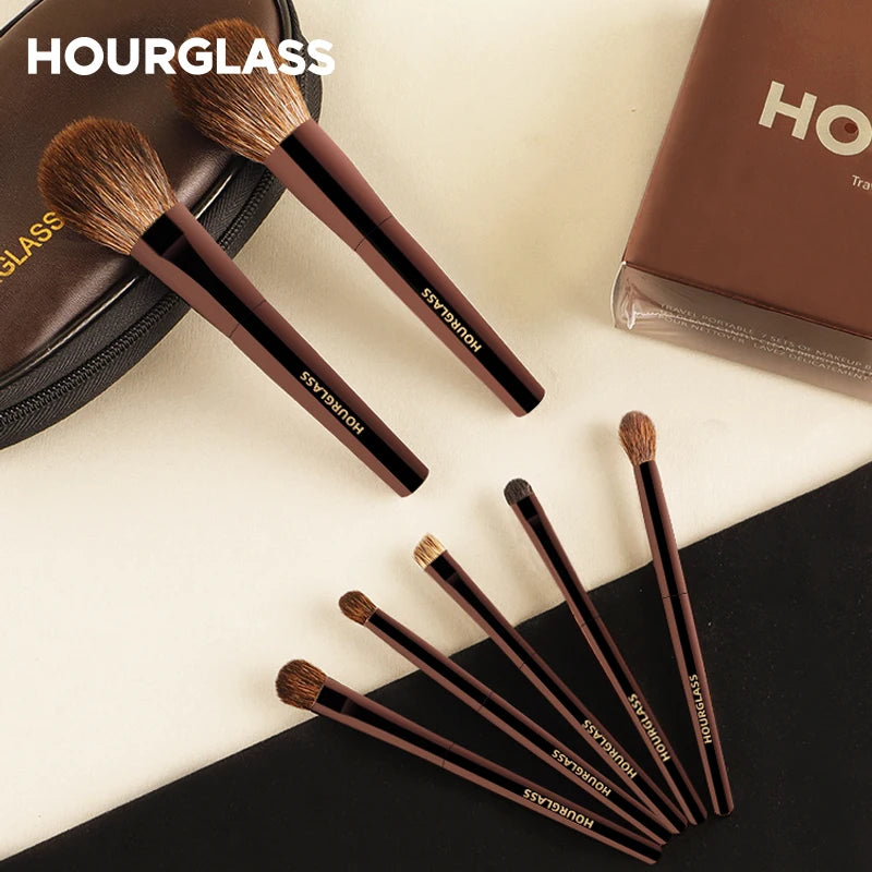 Hourglass 7-Pc Mini Makeup Brush Set – Soft Animal Hair Makeup Brush Set PLUSH