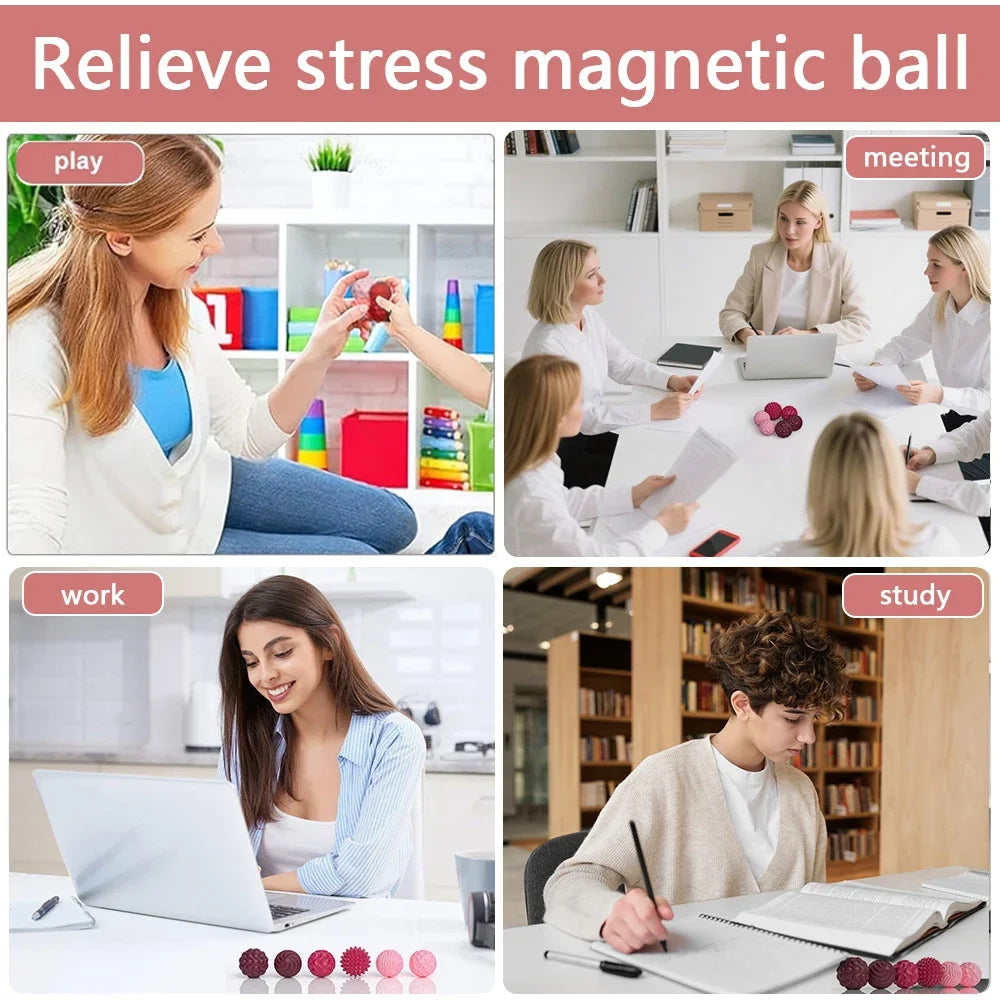 Silicone Magnetic Fidget Balls – Sensory Desk Toy 6 or 12pcs Magnetic Fidget Toy PLUSH
