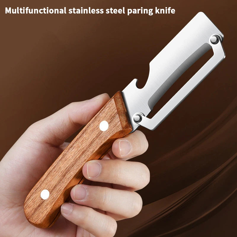 Stainless Steel Peeler & Slicer with Wooden Handle | Kitchen Tool Vegetable Peeler PLUSH