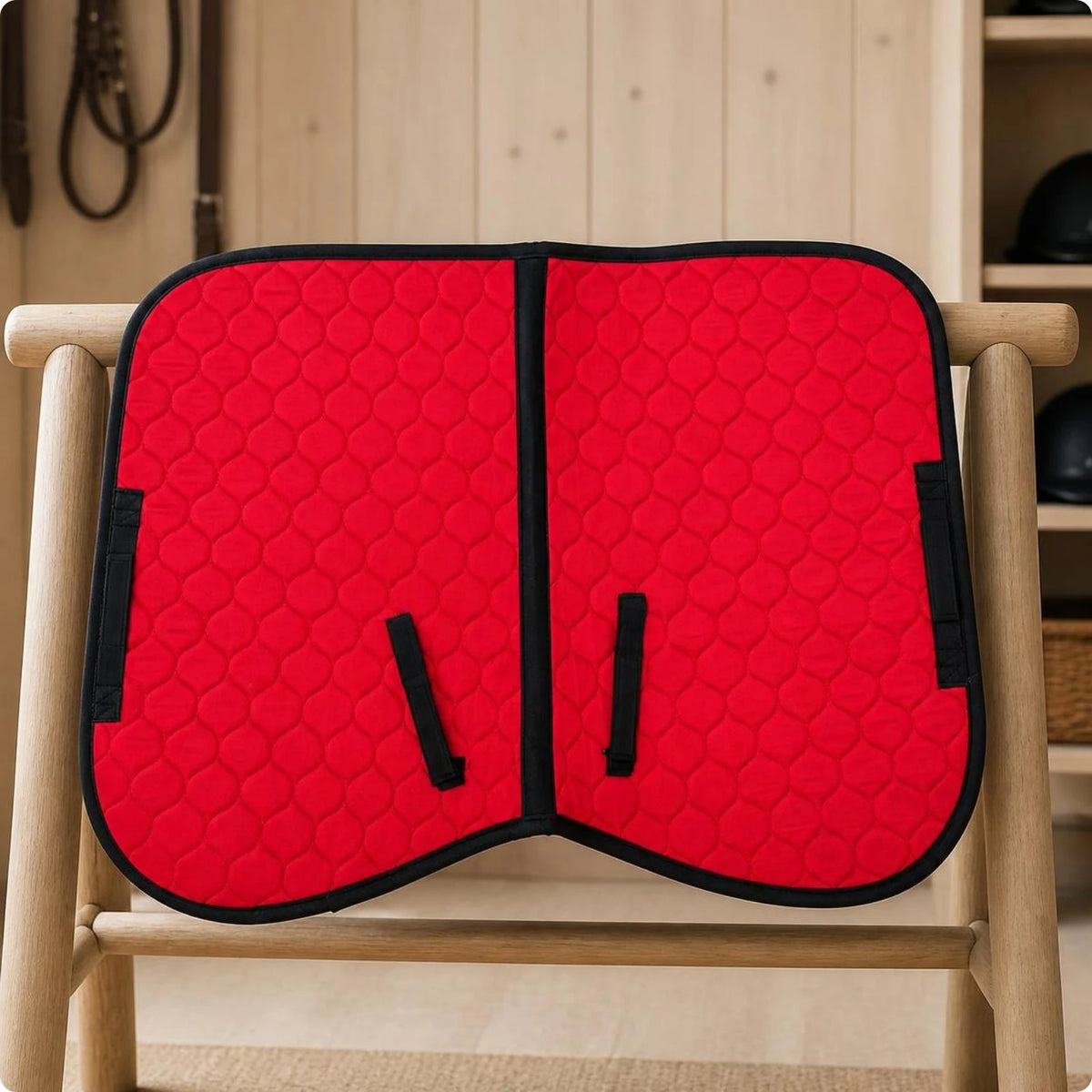 Quilted Contoured Saddle Pad – Cotton Horse Riding Tack Equestrian Saddle Pad PLUSH Red