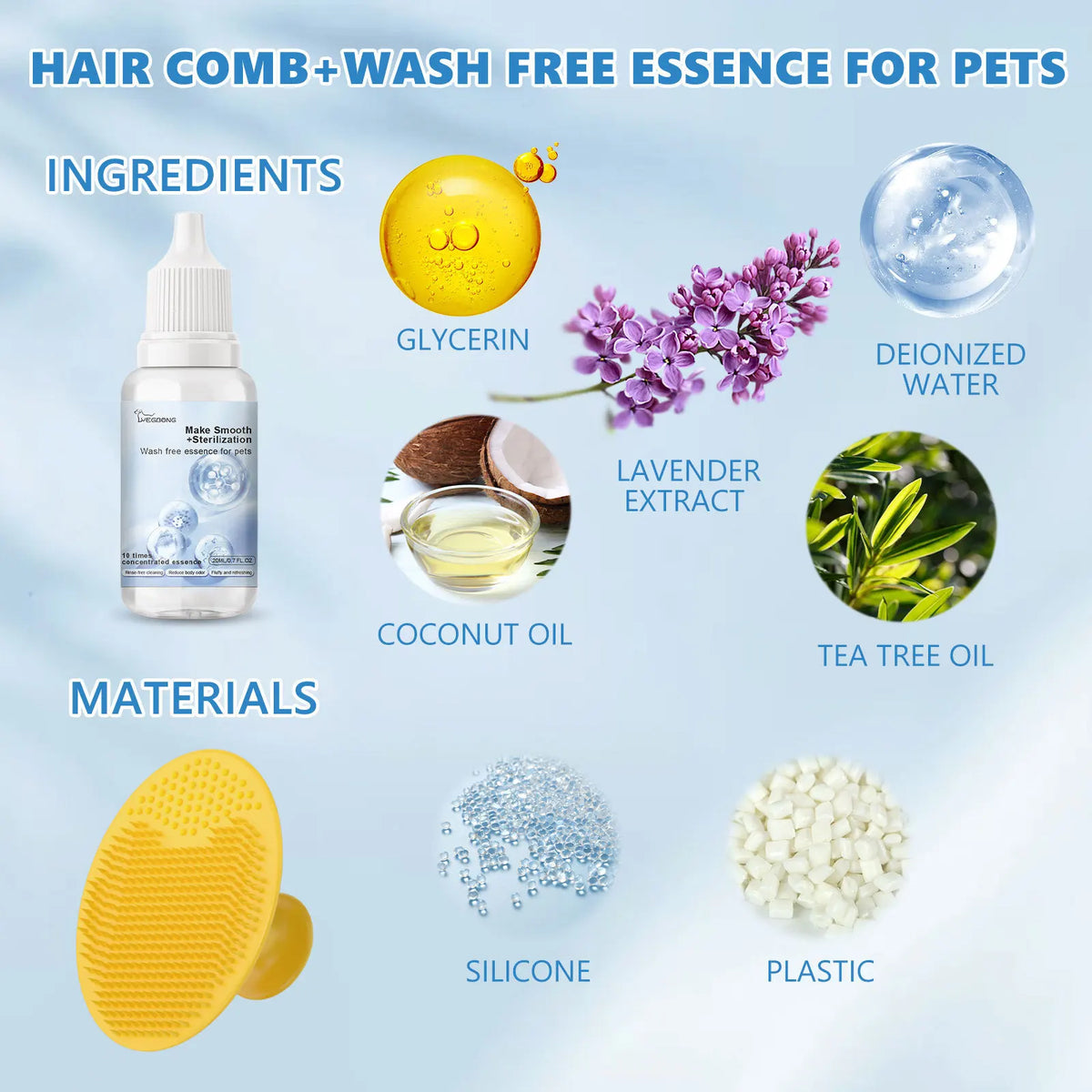 No-Rinse Foaming Pet Cleaner with Silicone Bristle Brush Pet Grooming Cleaner PLUSH