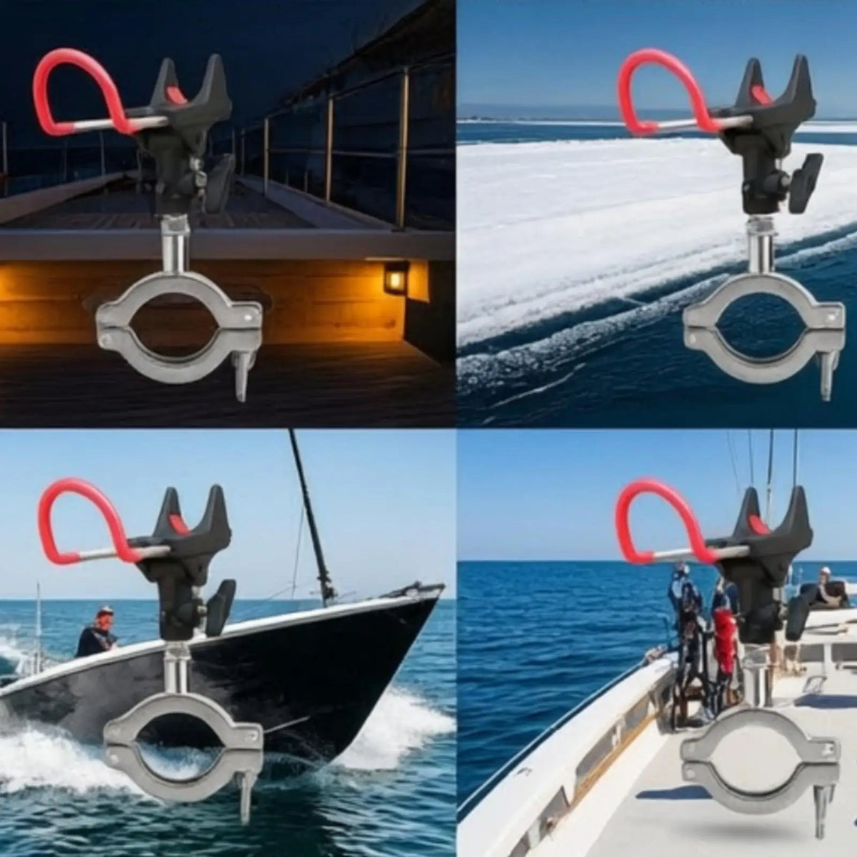 Swivel Fishing Rod Holder for Boat Rails – Stainless Steel Clamp Fishing Rod Holder PLUSH