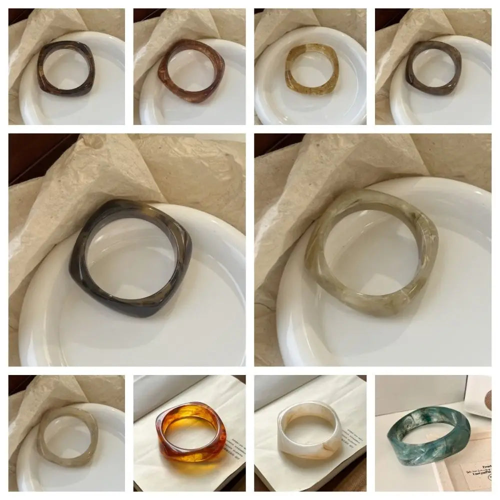 Bohemian Wide Acrylic Bangle – Smudge Pattern Bracelet Acrylic Bangle PLUSH