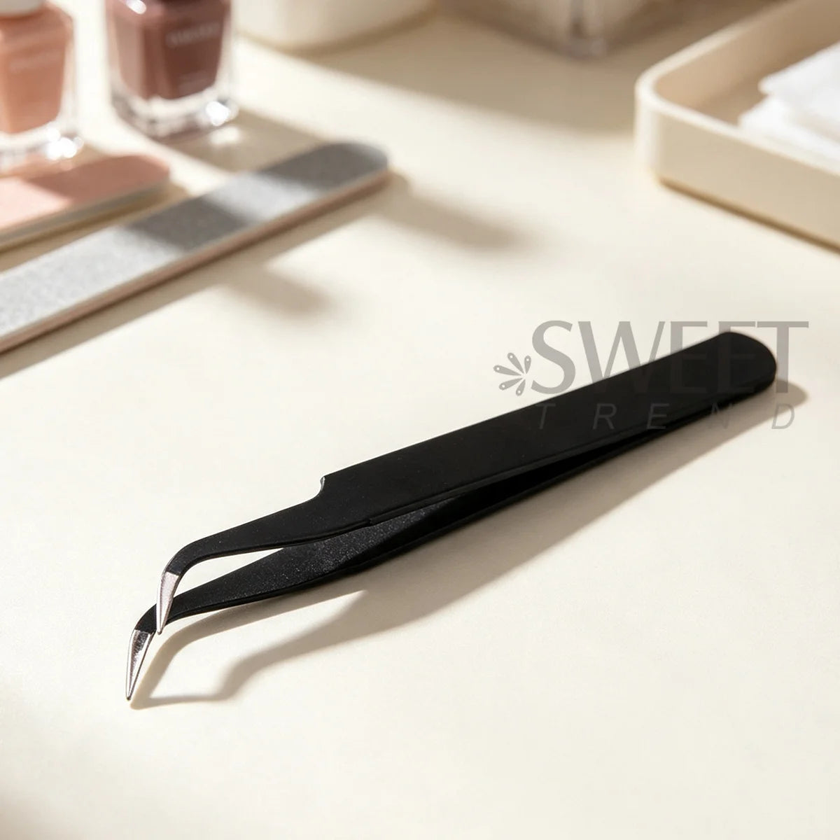 Curved Tip Black Metal Nail Tweezers 5/10pcs – Manicure Tool Nail Art Tweezers PLUSH