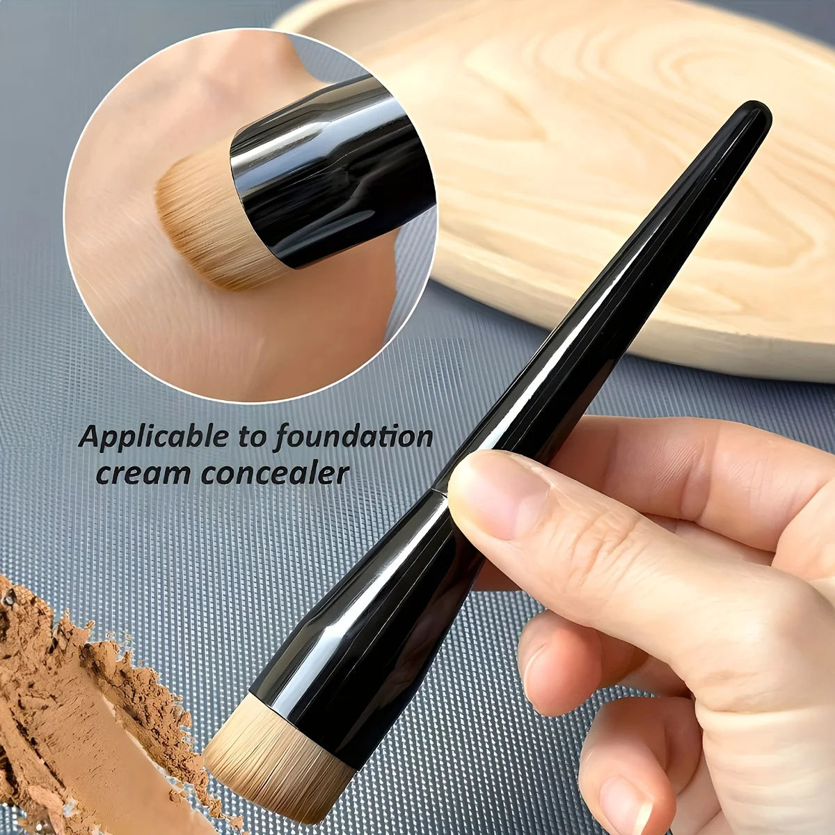 Professional Makeup Brushes – Foundation, Contour & Blush Makeup Brush PLUSH Black 1pc