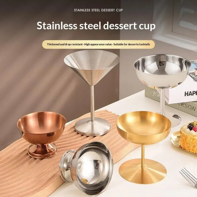 Stainless Steel Dessert Cup – Shatterproof Glossy Stemware Dessert Stemware Cup PLUSH