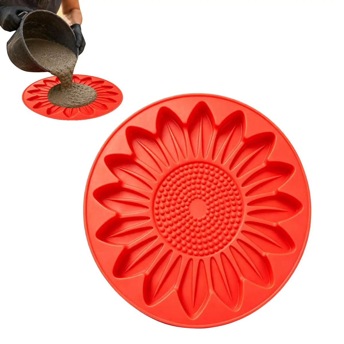 Sunflower Stepping Stone Mold – Reusable Round Concrete Paver Concrete Paver Mold PLUSH