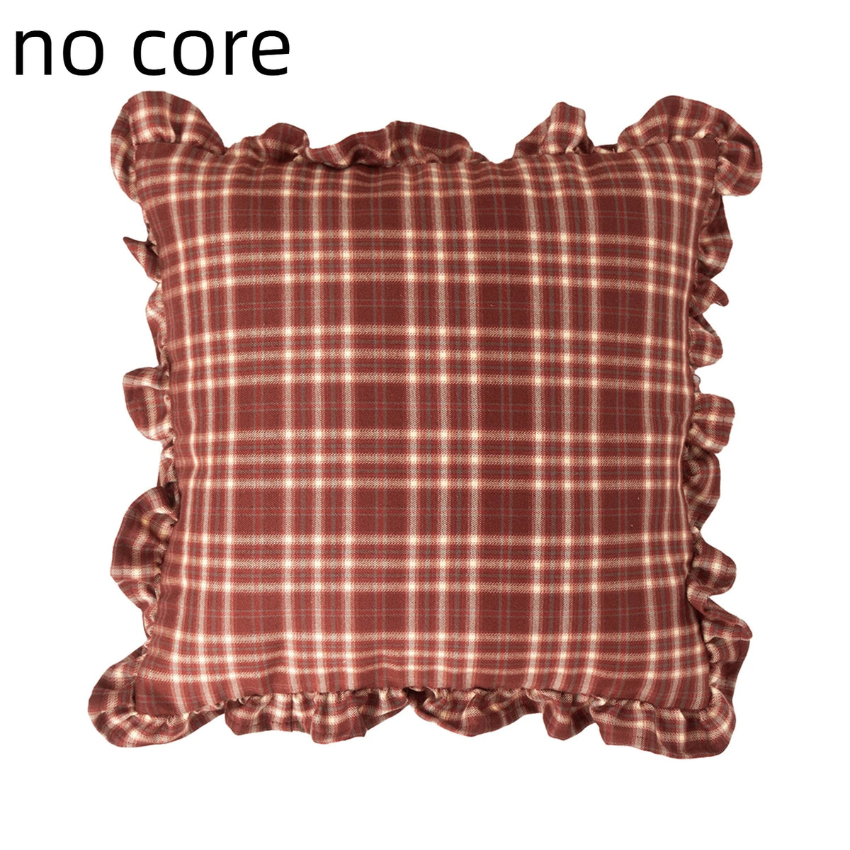 45x45cm Retro Plaid Pillowcase | Square Decorative Pillow Cover Decorative Pillow Cover PLUSH 45x45cm no core Red A no core