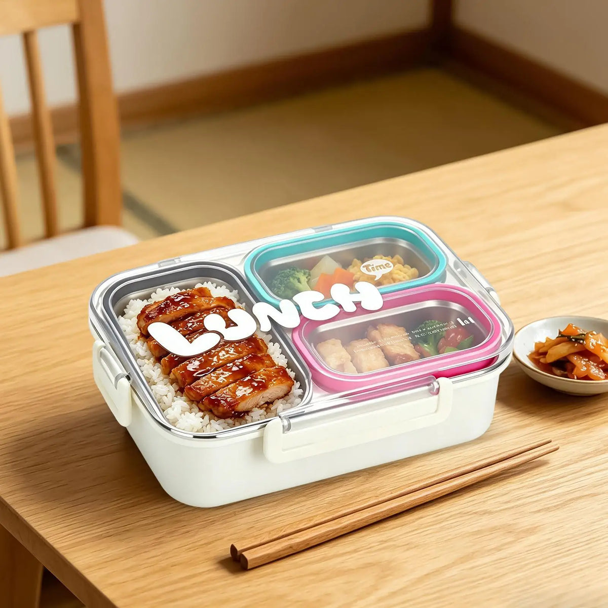 Stainless Steel 3-Compartment Leakproof Lunch Box Stainless Steel Lunch Box PLUSH