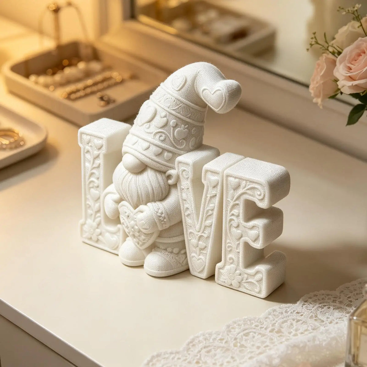 Romantic Love Gnome Figurine – 3D Printed Dwarf Table Statue Decorative Figurine PLUSH