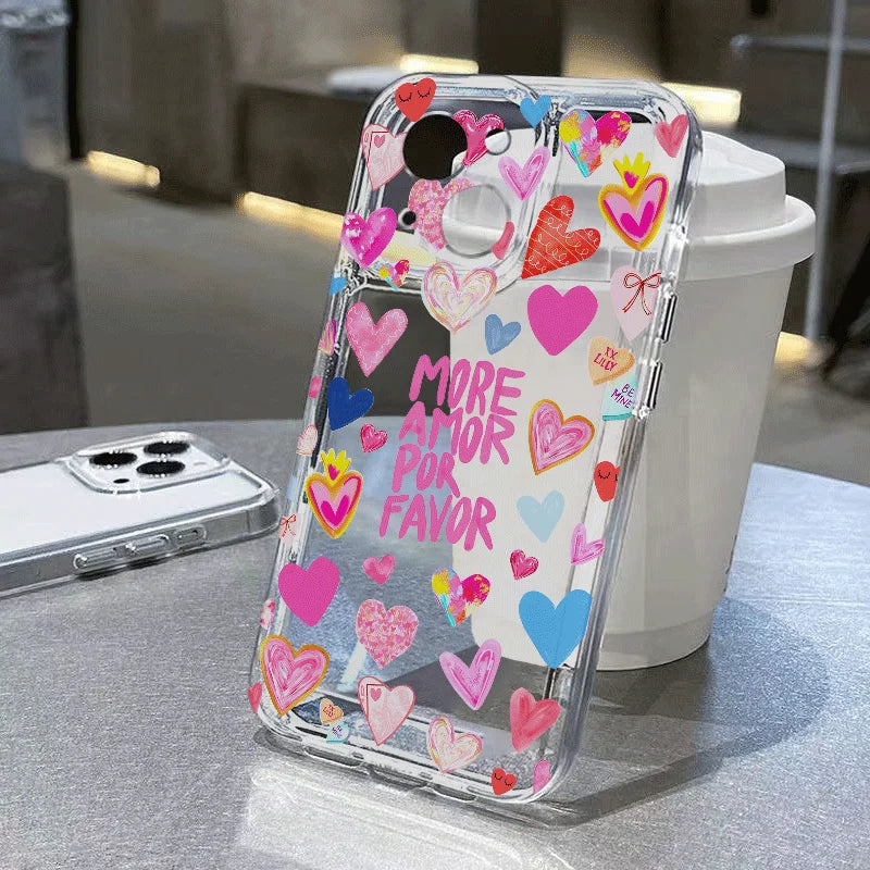 Love Heart Amor iPhone Case – Shockproof Cover 7 to 17 Pro Max iPhone Phone Case PLUSH