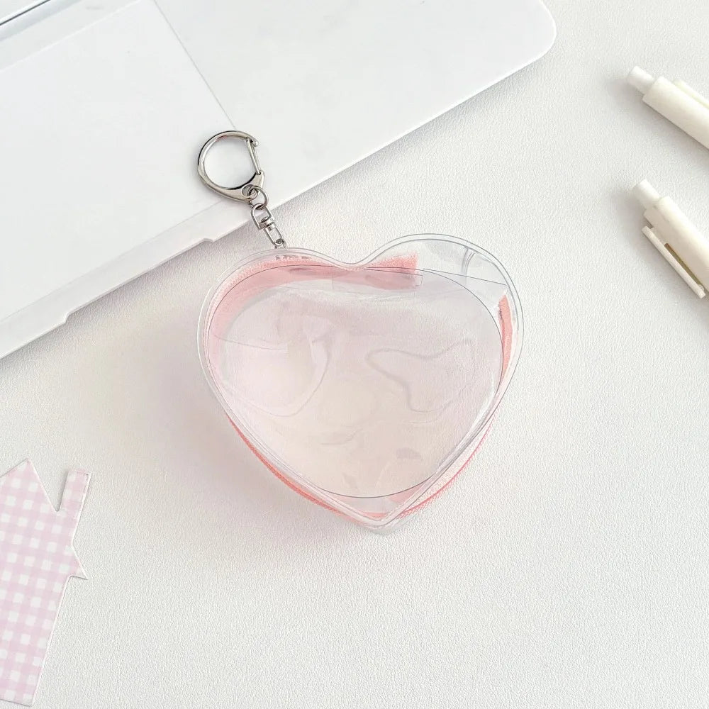 Transparent PVC Doll Storage Bag – Heart Zipper Display Case Doll Display Bag PLUSH Pink