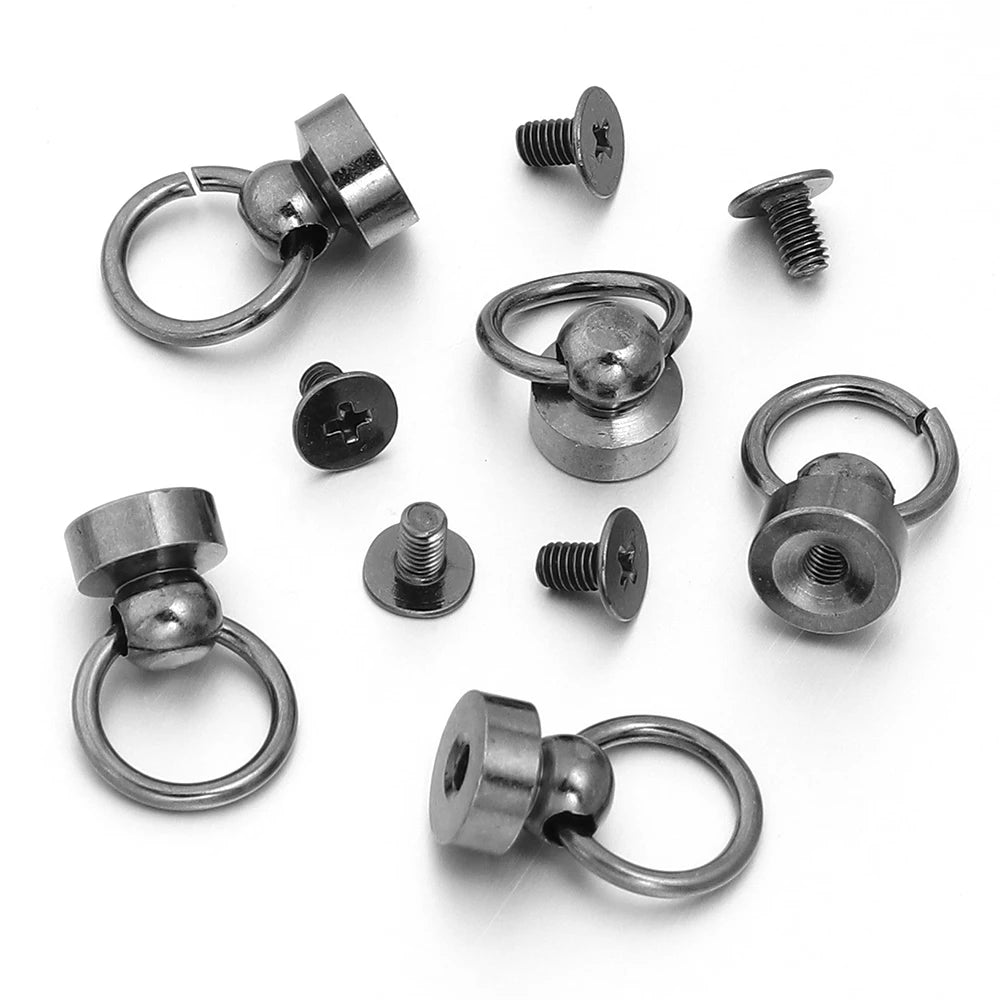 5 Sets Brass Rotary Screw Rivets with O-Ring Studs | Leather Craft Leather Craft Rivets PLUSH Gun Black 9mm