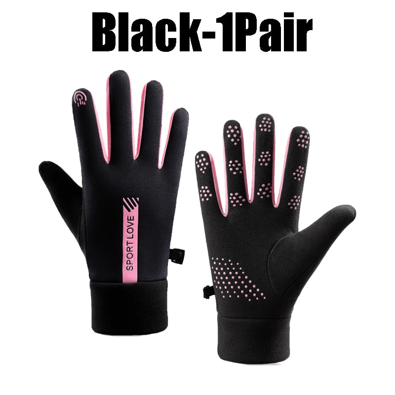 Waterproof Touchscreen Winter Gloves – Unisex Anti-Slip Winter Sports Gloves PLUSH Black-1Pair