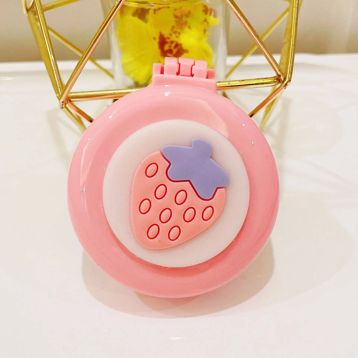Strawberry Folding Hair Comb with Mirror – Portable Travel Brush Folding Hair Comb PLUSH No.11