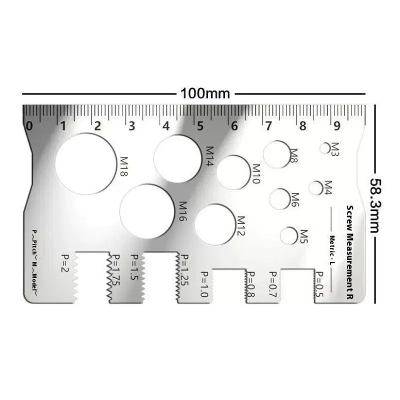 Metric Thread Pitch Gauge – Identify Bolt, Nut & Screw Threads Thread Pitch Gauge PLUSH Silver