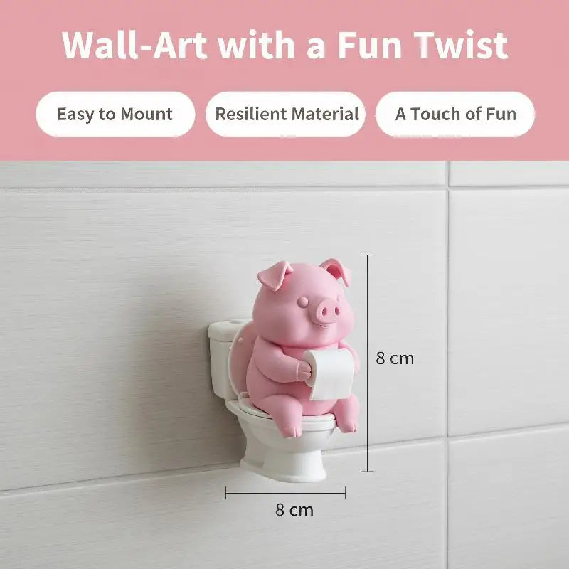 Cute Pig on Toilet Figurine – 3D Printed PLA Desk Ornament Decorative Figurine PLUSH