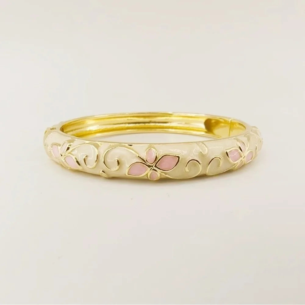 Vintage Cloisonne Bangle – Colorful Floral Enamel Ethnic Bracelet Enamel Bangle Bracelet PLUSH Style 8