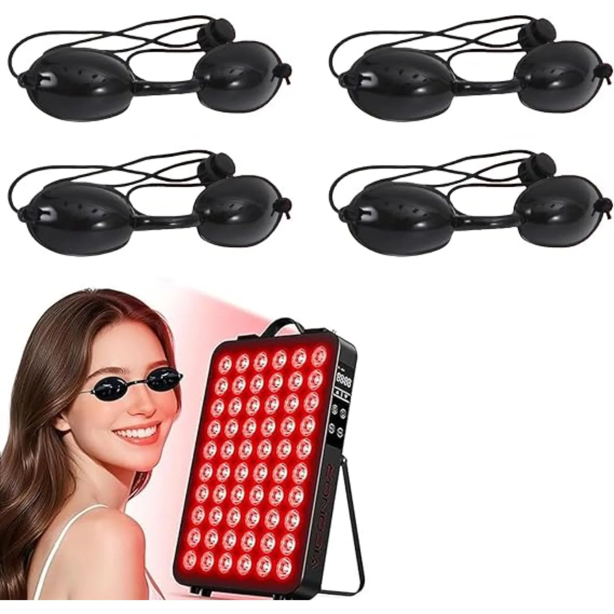 Red Light Therapy Glasses – See-Through Tanning Safety Goggles Eye Protection Goggles PLUSH