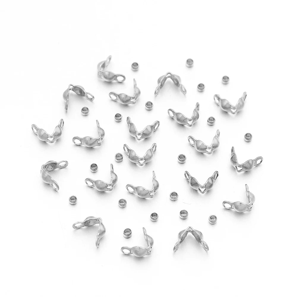 Stainless Steel Jewelry Clasps & Crimp Stopper Beads DIY Set Jewelry Findings Set PLUSH SR 5x2mm