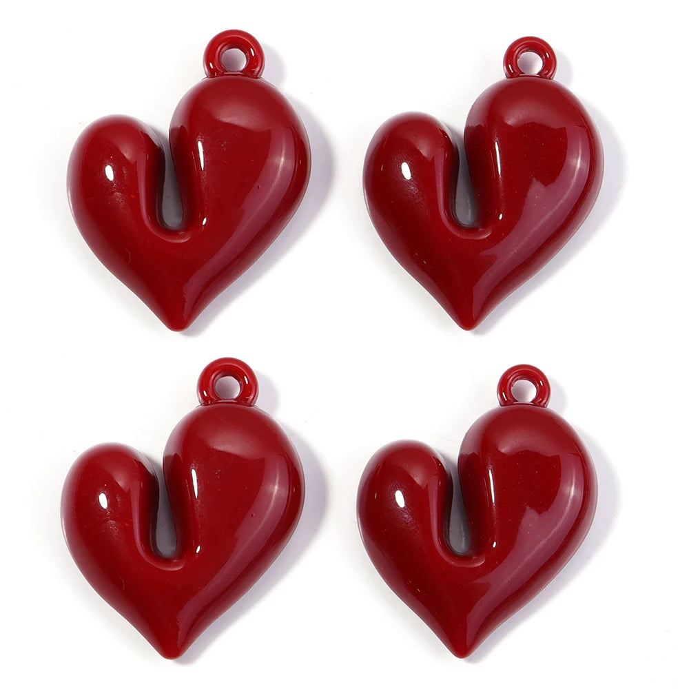 4pcs Acrylic Irregular Heart Charms Pendants – DIY Jewelry Jewelry Charm Pendants PLUSH Deep Red
