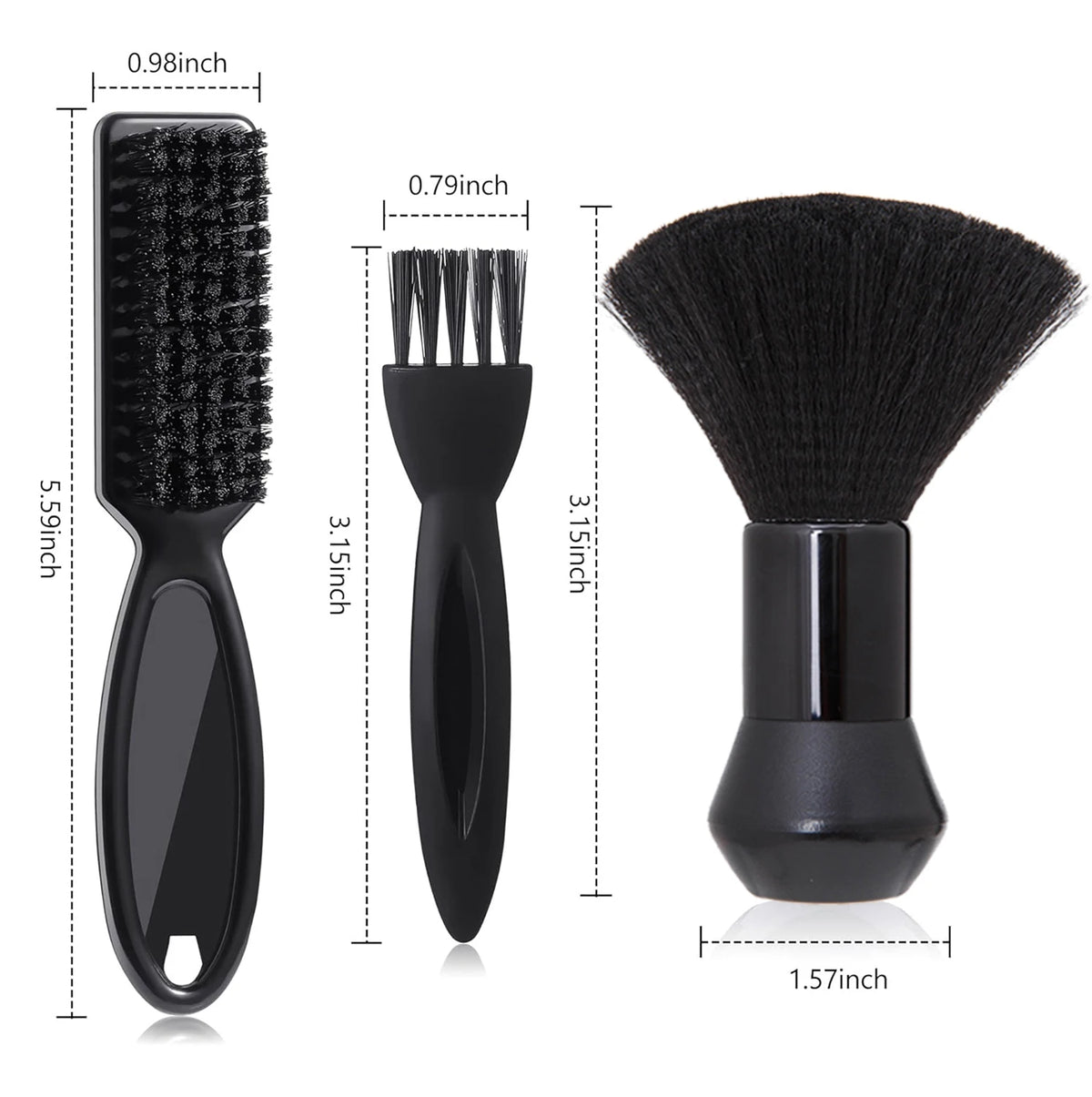 Neck Dust Removal Brush Set – Soft Nylon Clipper Cleaner Clipper Cleaning Brush PLUSH Black set-B