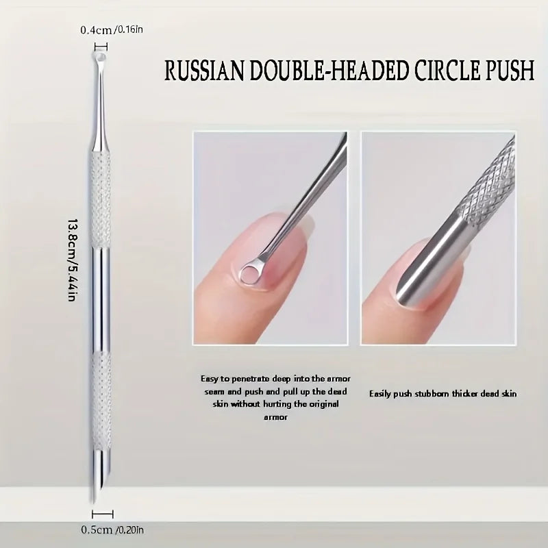 2pcs Stainless Steel Cuticle Pusher & Nail Trimmer Set Nail Care Tool PLUSH