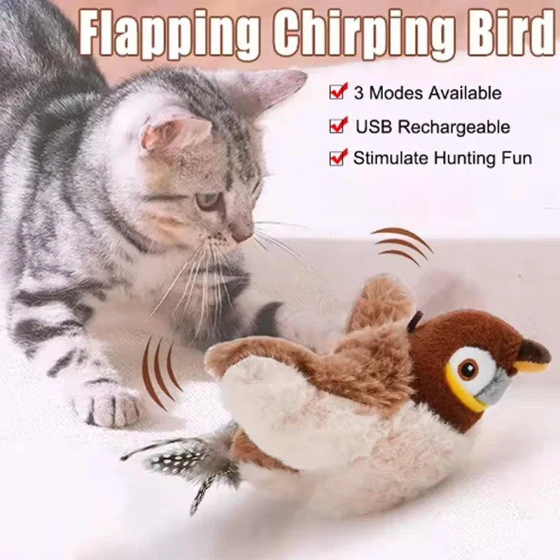 Interactive Chirping Flapping Bird Plush Toy for Cats & Dogs Interactive Pet Toy PLUSH