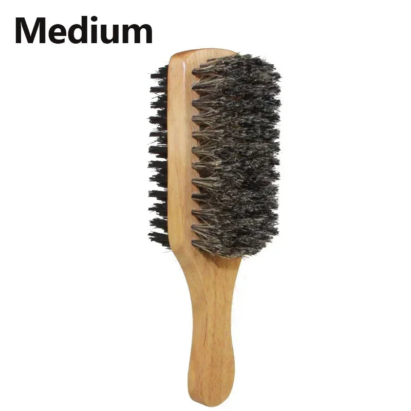 Men's Boar Bristle Beard & Hair Brush – Natural Wood S/M/L Beard & Hair Brush PLUSH M